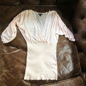 Express baby pastel pink wrap top elbow sleeve